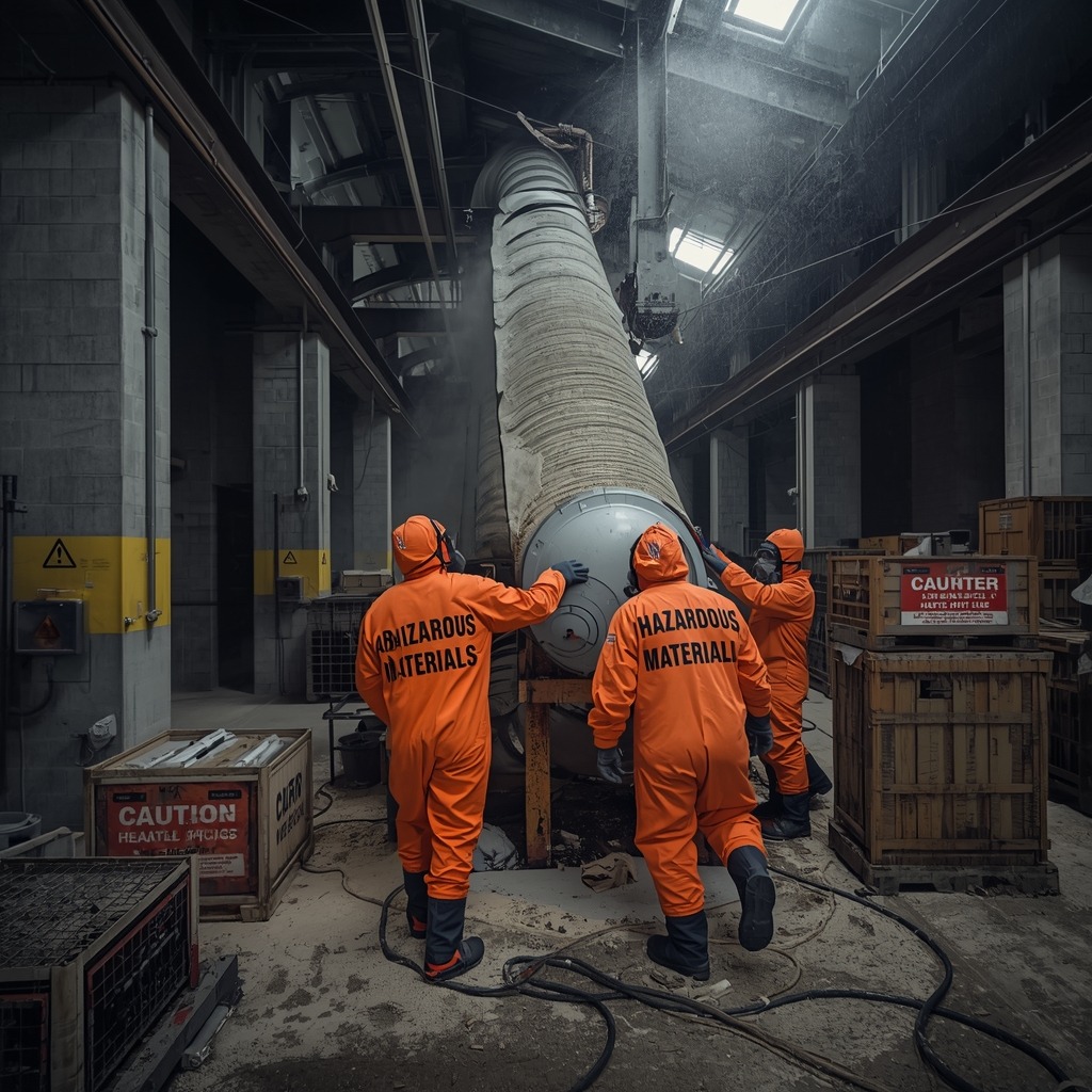 lucid-origin_Workers_in_hazmat_suits_and_respiratory_masks_are_carefully_removing_asbestos_in-0